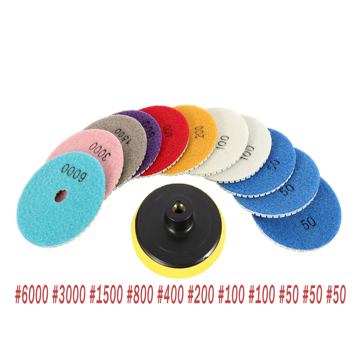 10-16pcs 4 inch Diamond Polishing Pads Kit Wet/Dry Buff Disc Abrasive Grinding Discs Set for Granite Concrete Glass Polishing Zpaxo 12PCS 50-6000 4 inches multi-tool