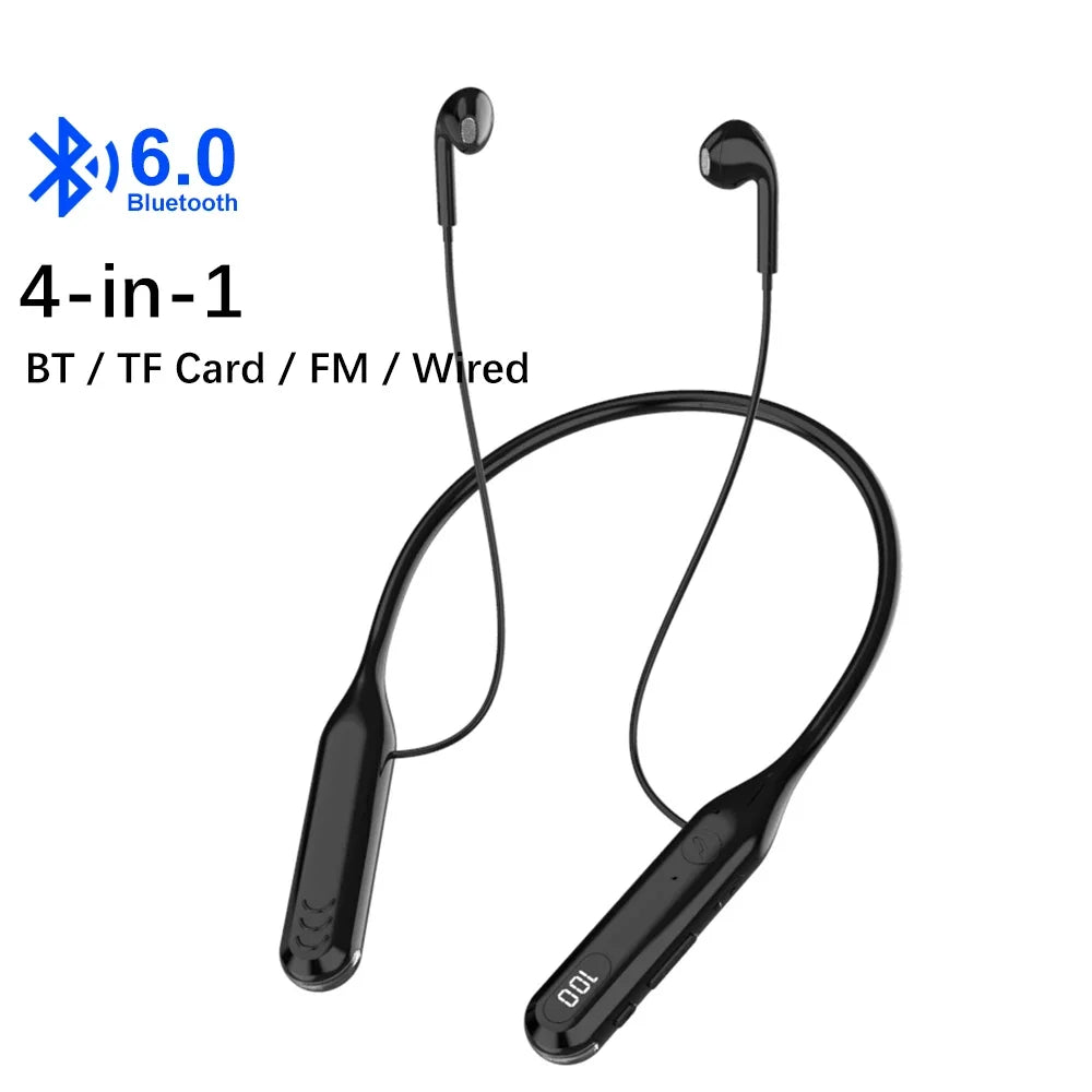 KEBIDUMEI 4-in-1 Neckband Bluetooth 6 0 Earphones ENC Noise Reduction