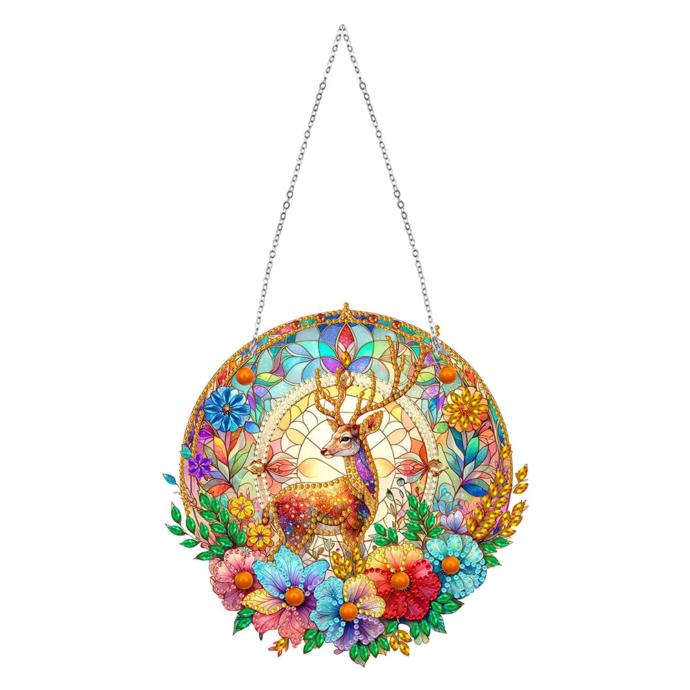 Sun Catcher Diamond Painting Hanging Pendant Butterfly Rhinestone Art Window Pendants Dragonfly Moose for Garden Window Decor Zpaxo KJ0106