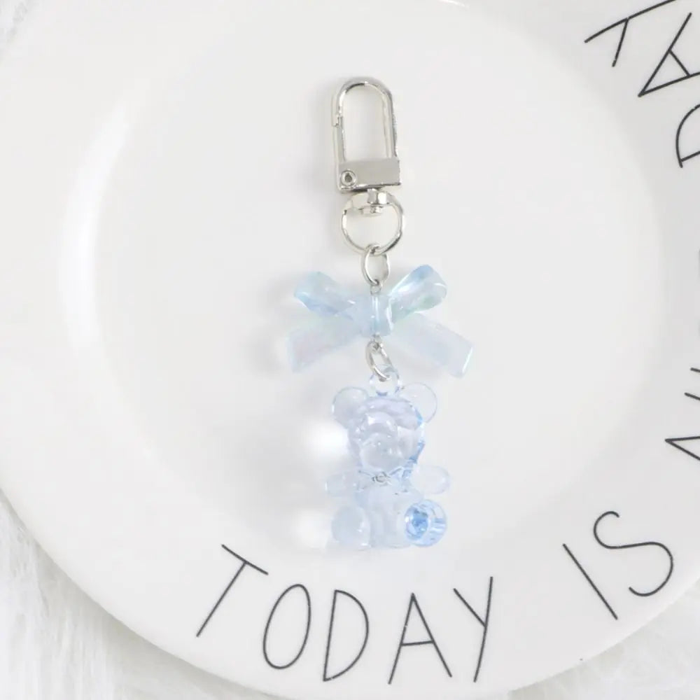 Bag Decoration Resin Gummy Bear Keychain Candy Heart Cute Car Keyring Zpaxo blue-bear