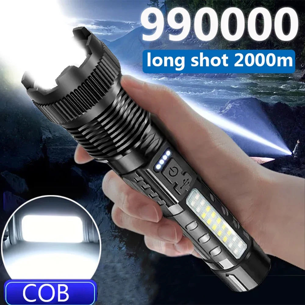 KDULIT USB Rechargeable LED Flashlight – COB Zoom Torch