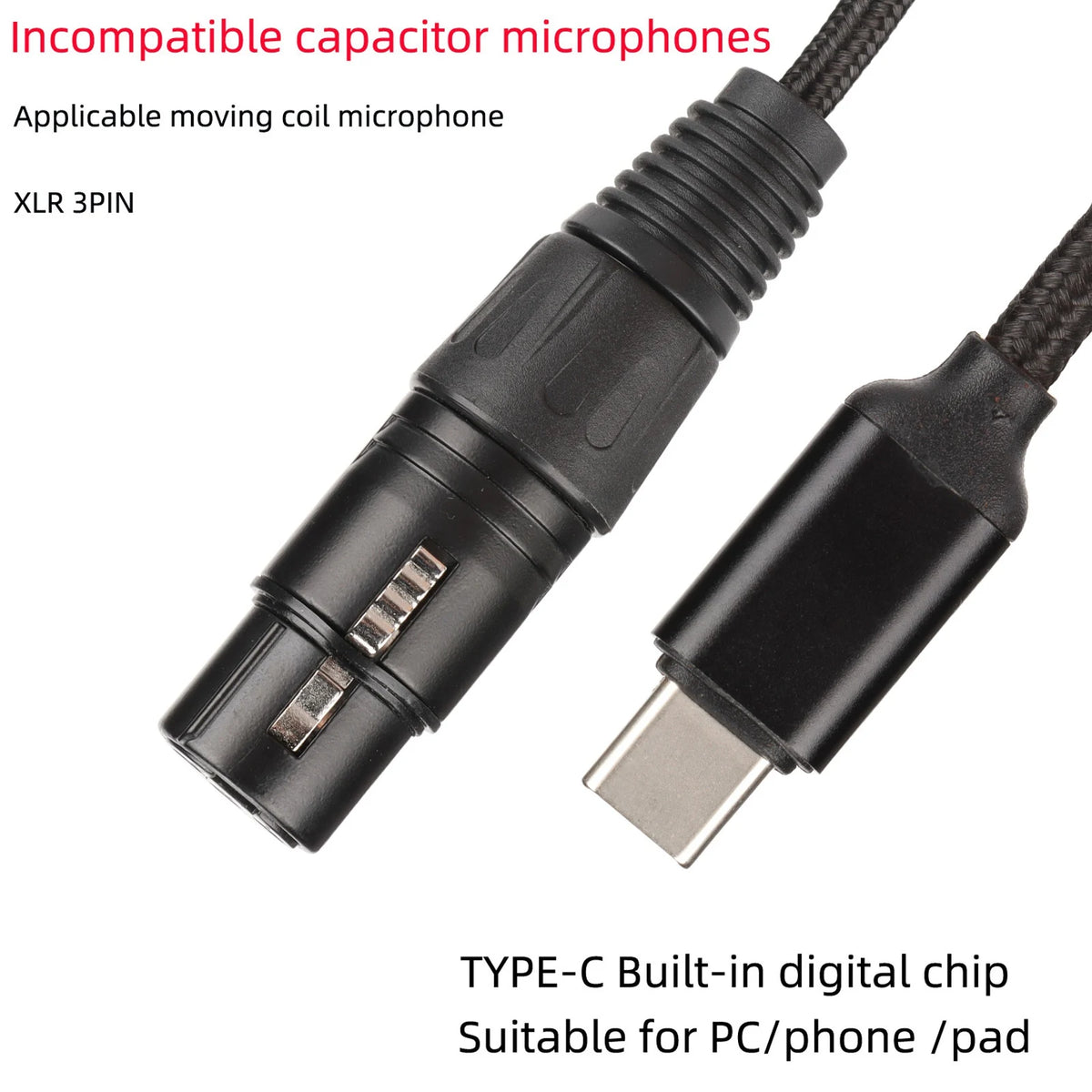 Recording Line C Microphone Cable USB XLR Female Low Noise HIFI Plug Zpaxo