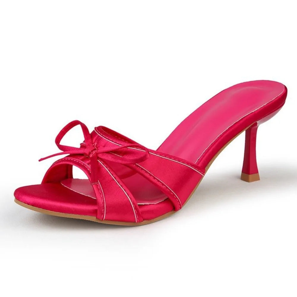 Sexy Pointed Toe Mule High Heels Women Slipper Fashion Mixed Color Slip on Slides Summer Party Stripper Sandal Shoes Zpaxo 37 Red