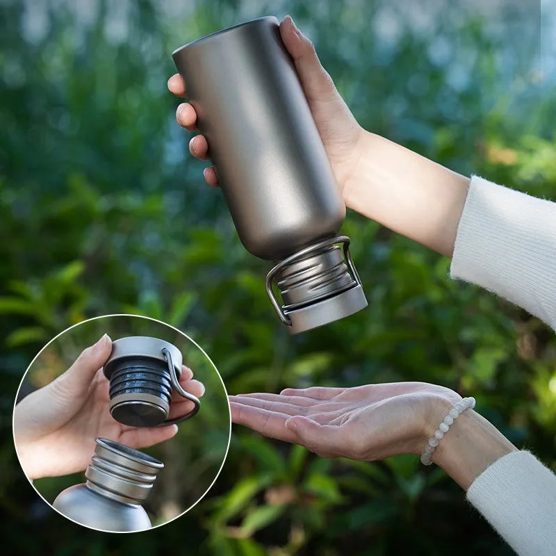 500/600/750ML Pure Titanium Sports Water Bottle for Outdoor Cycling, Travel, Camping, Lightweight, Suitable for Boiling Water Zpaxo