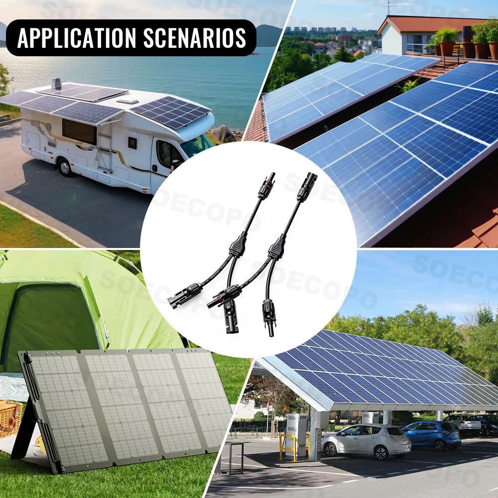 SOECOPO 1 2 MC 4 Cable Branch Connector Multiple Solar Panels