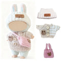 Blue Doll Outfit Set – Hat, Clothes & Bag for 17cm Labubu Doll Clothing Set Zpaxo WHITE