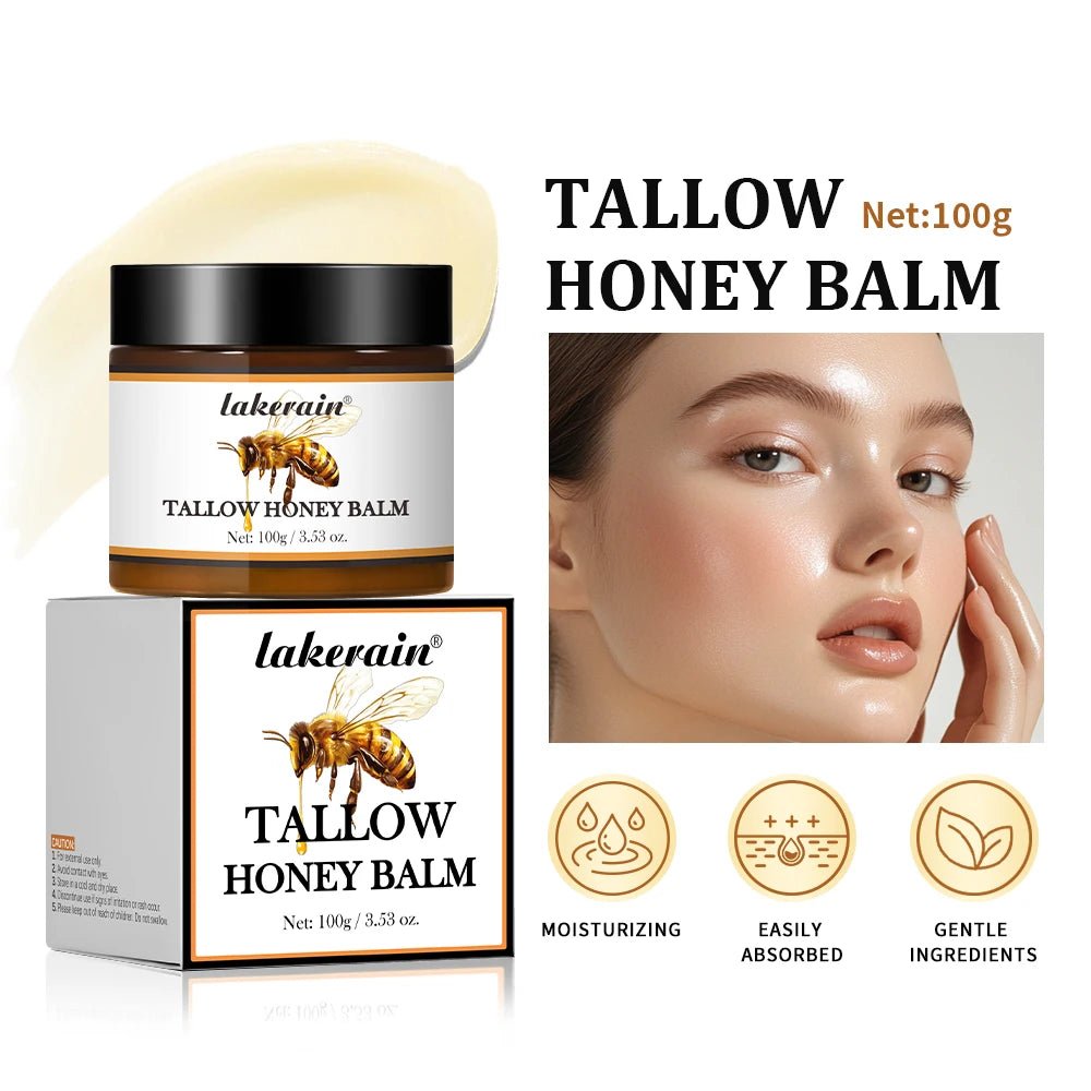 Honey Tallow Balm for Face Natural Handmade Lotion Whipped Beef Tallow Cream for Face & Body Sensitive Skin for Men & Women Zpaxo