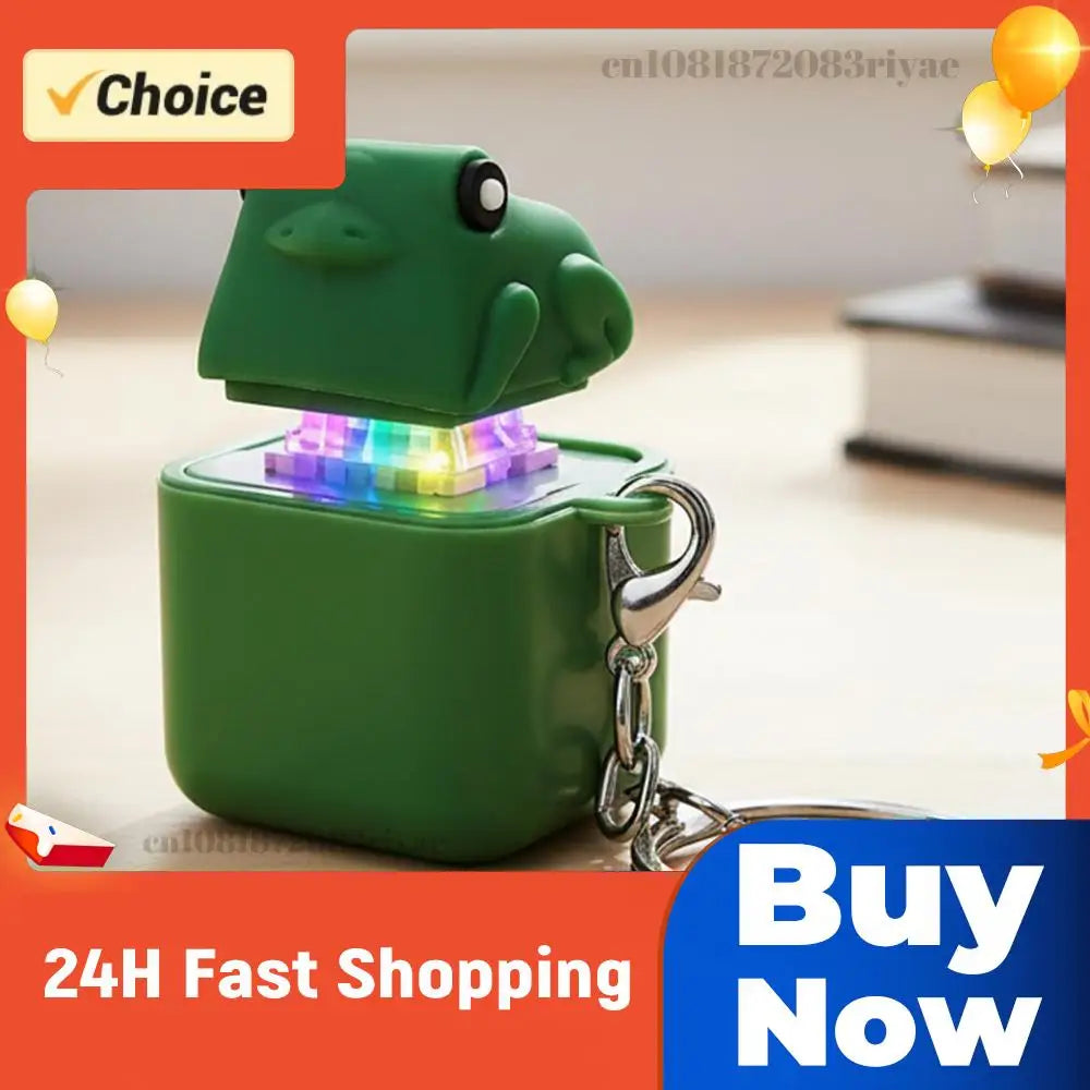 Rechargeable Sound Button Fidget Keychain W/ Sound LED Lights Keyboard Clicker Frog Fidget Toys for Kids Boys Girls Gift Zpaxo