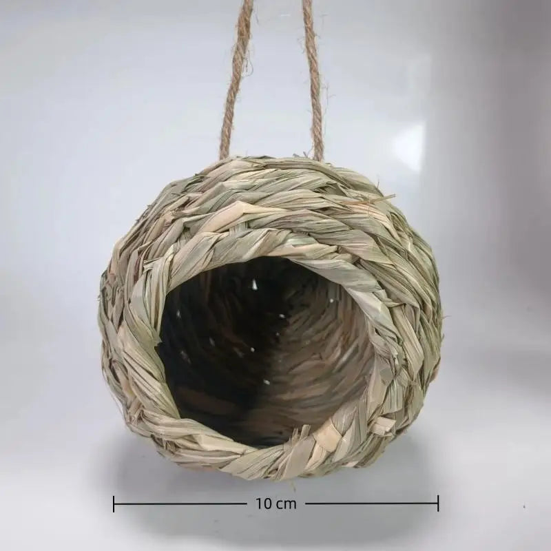 Woven Hanging Birdhouse Natural Grass Bird Nest Cozy Resting Place Zpaxo 10x10x7cm
