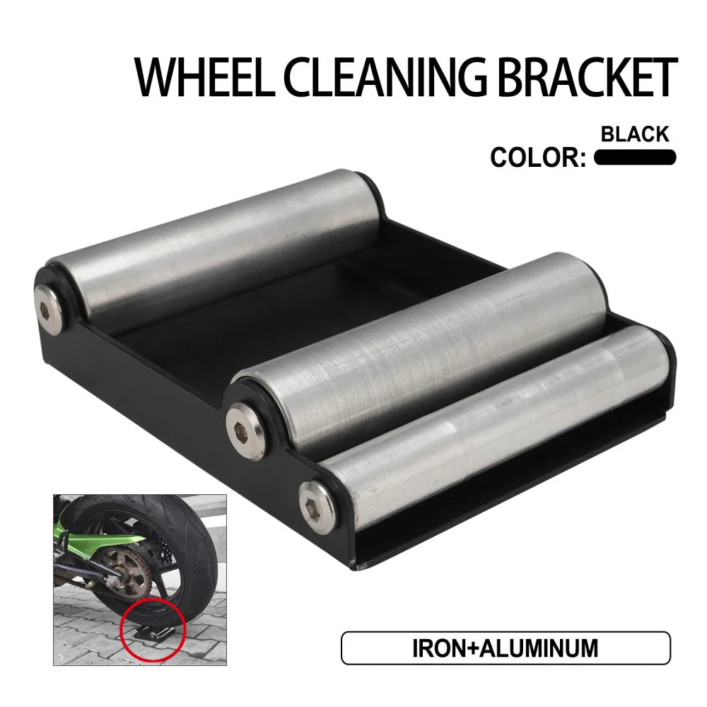 Portable Motorcycle Tire Cleaning Stand Tire Wash Bracket Durable Roller Ramp Lift Chain Clean Universal for Most Motorcycles Zpaxo