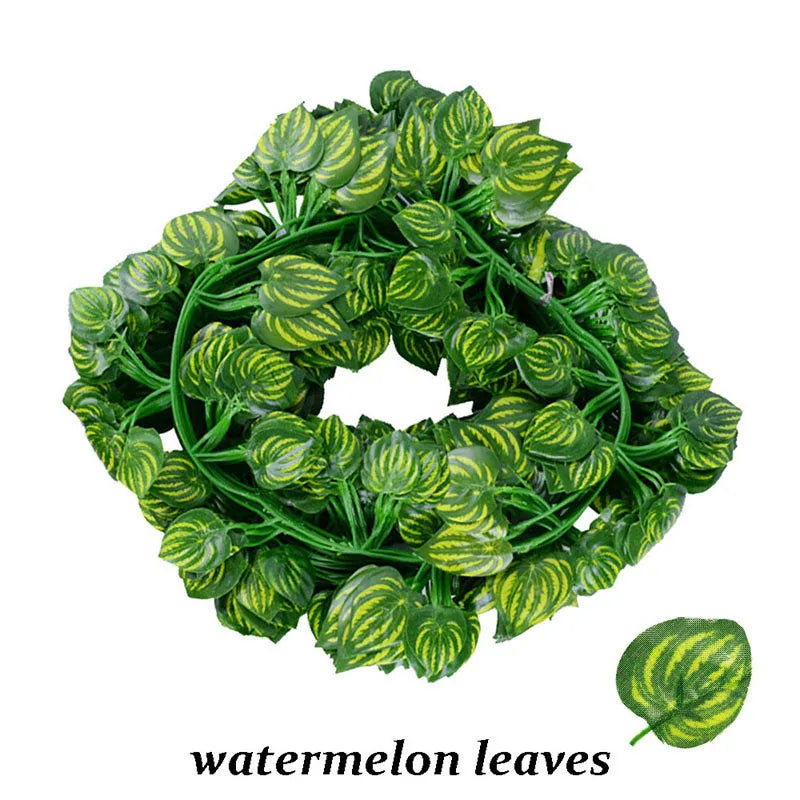 12 Artificial Ivy Fake Vines Garland Hanging Plants Green Leaves Zpaxo Watermelon leaf 72 pack
