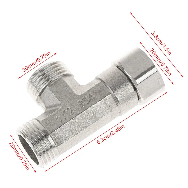 G1 2 T-valve Toilet Dispenser Diverter Valve Three-way Water Pipe Zpaxo