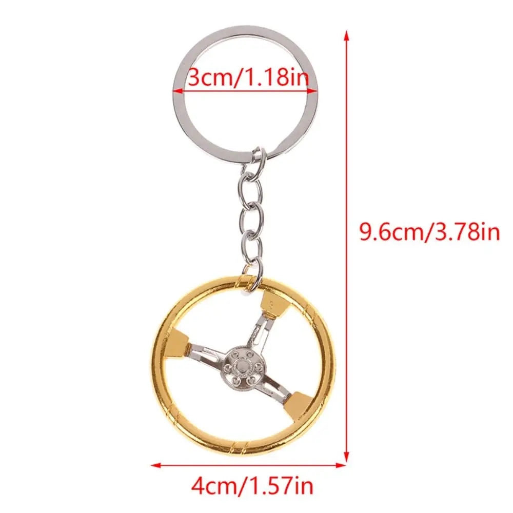 Racing Steering Wheel Key Ring Alloy Punk Car Refitting Pendant Three Color Backpack Decoration Keychain Zpaxo