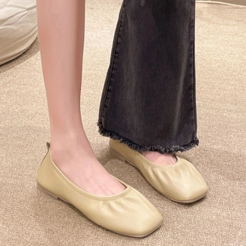 2025 Women's Lightweight Comfortable Shoes Flat Bottom Soft Casual Zpaxo apricot 35