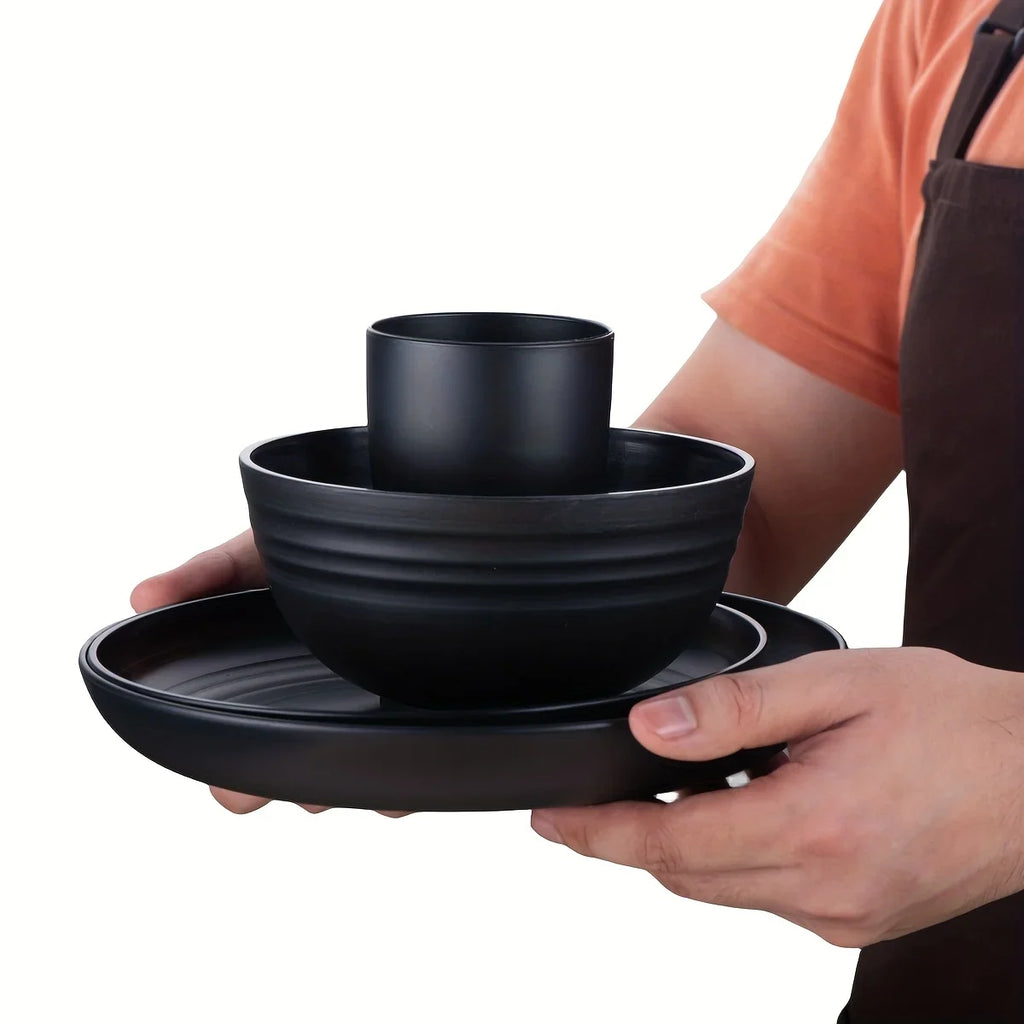 16 Non Fragile Meal Plates Wheat Straw Dishes Tableware Microwave