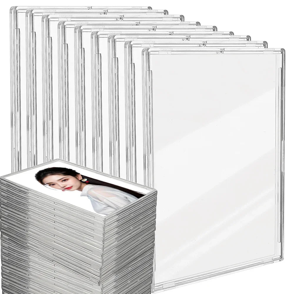 Clear Acrylic Card Holder Snap Type Gaming Sports Trading Card Display Case Kpop Idol Photo Protective Sleeves Not Magnetic Zpaxo