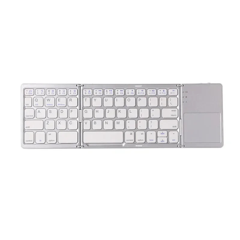 Bluetooth 5 0 Keyboard Tri-fold Mini Touchpad Rechargeable Wireless Zpaxo 3-fold White