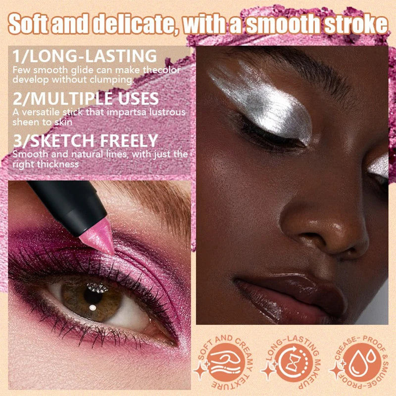 8 Colors Pearlescent Eyeliner Eyeshadow Stick Glitter Waterproof