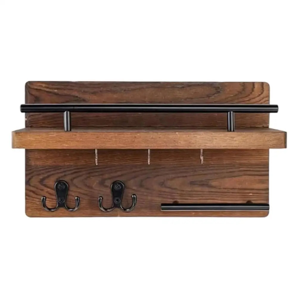 Key Holder Wall Mount Wooden Retro Decorative Hanger Wall Mounted Key Holder with Floating Shelf Hook for Coat Mail Entryway Zpaxo A China Mainland