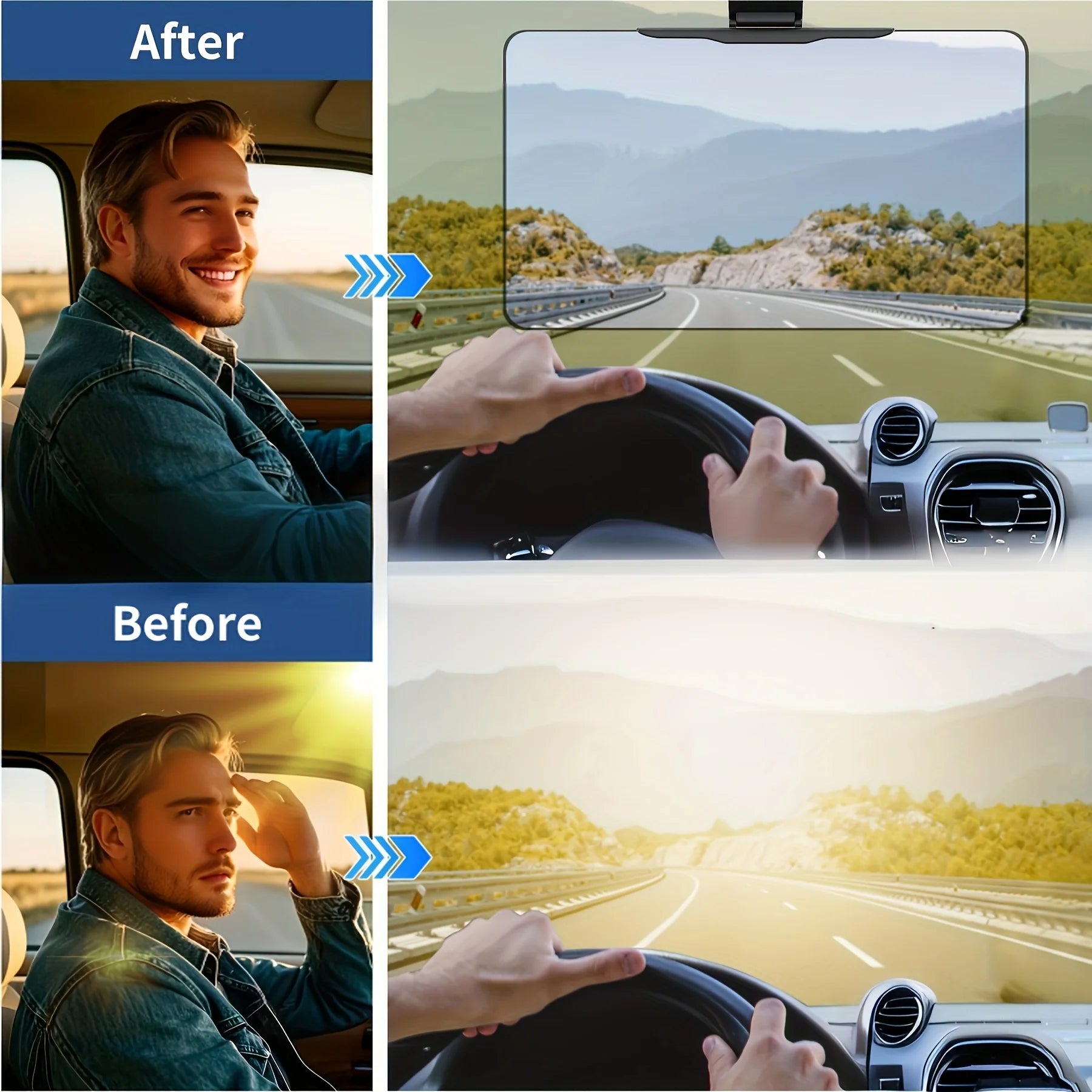 Large Polarized Car Sun Visor Extender UV400 Anti Glare Snow Blind