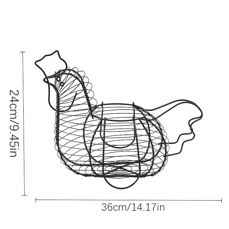 Household Vegetables Fruit Container Organizer Rack Basket Iron Art Eggs Storage Basket Chicken Shaped Egg Holder Zpaxo