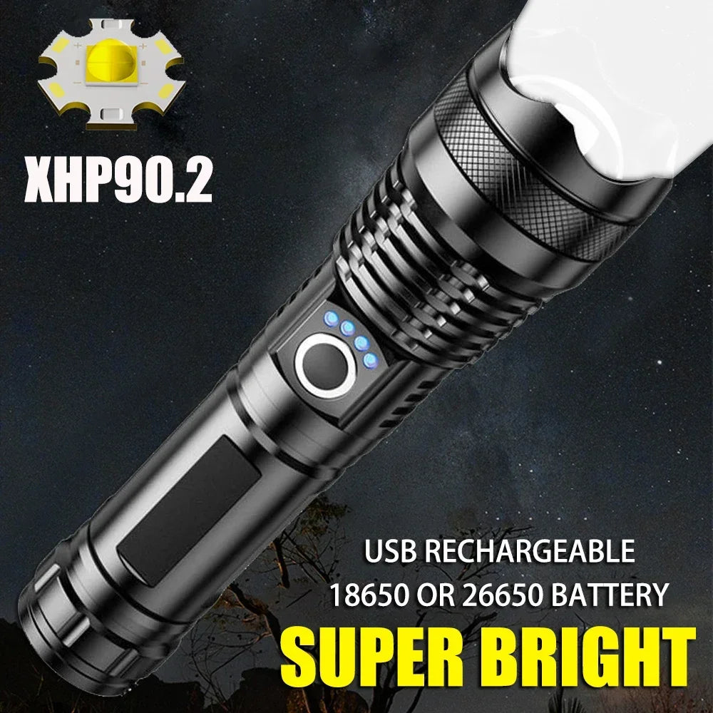 ESMARTER XHP90 LED Tactical Flashlight – Rechargeable & Waterproof