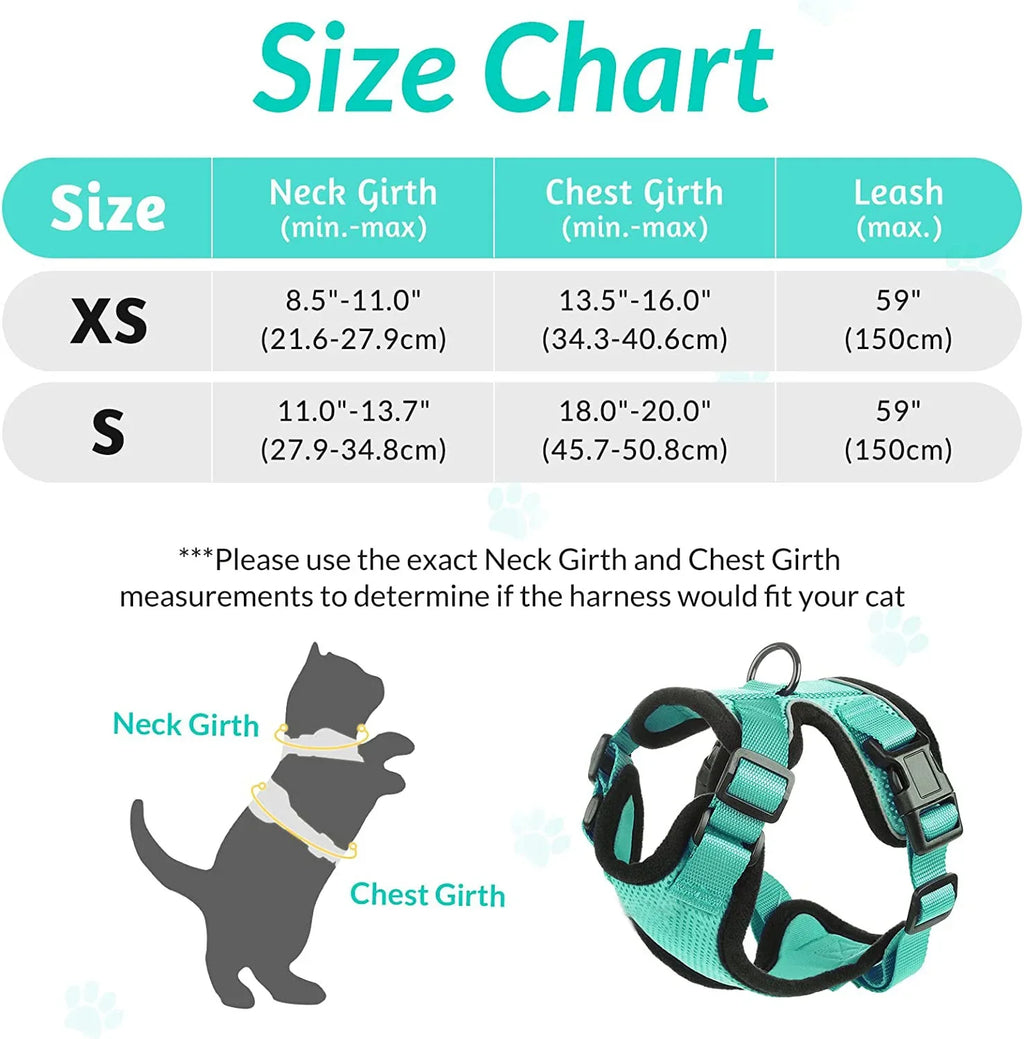 Cat Harness and Leash for Walking, Escape Proof Soft Adjustable Vest Harnesses for Cats, EasyControl Zpaxo