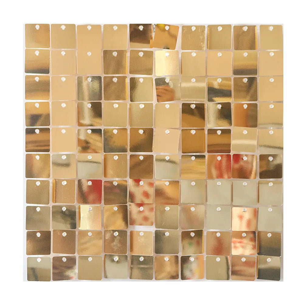 Colorful Glitter Square Shimmer Wall Backdrop Sequin Shiny Panels Zpaxo Light gold 6 Pieces(30x30cm)