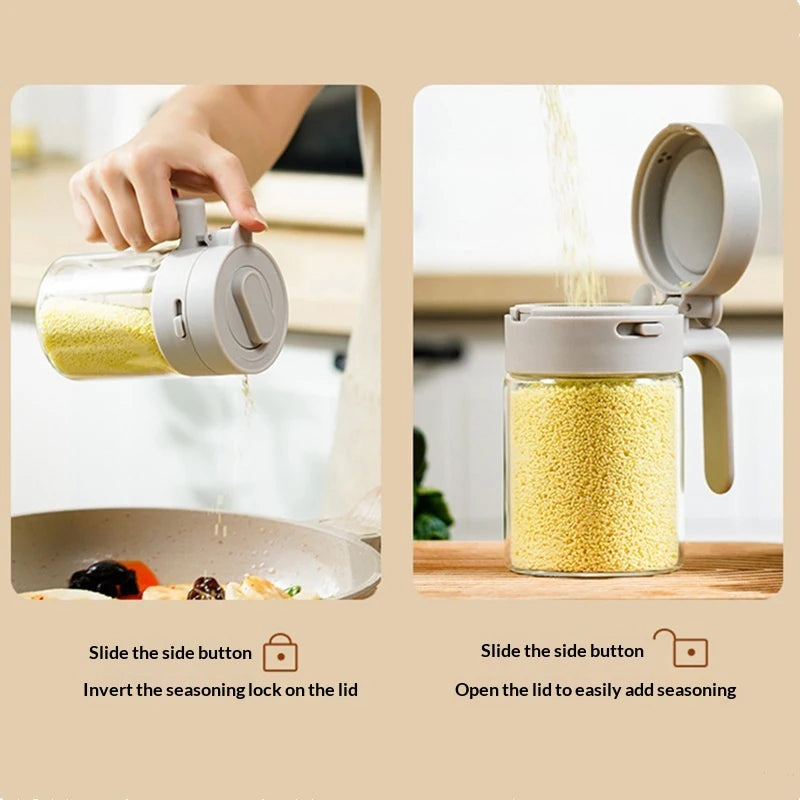 2-in-1 Glass Spice Jar with Spoon | Moisture-Proof Seasoning