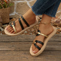 Women Slippers 2026 New Roman Style Sandals Fashion Anti-Slip Beach Slippers Round Toe Korean Style Shoes Outdoor Slides Women Zpaxo black 36