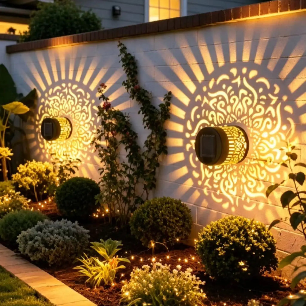 Solar Mandala Lamp Openwork Wrought Iron Garden Decorative Lighting