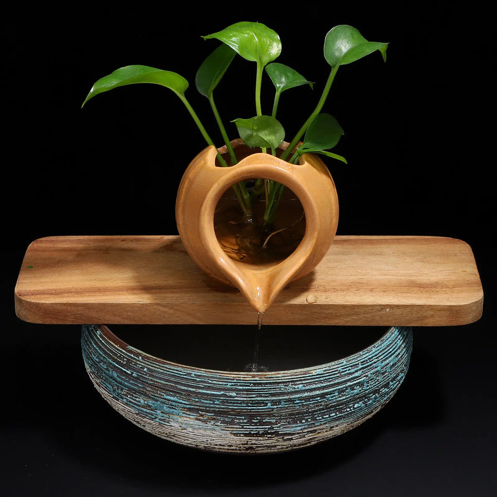 Decorative Ceramic Pot Ecological Fountain Jar Open Design Smooth Water Flow Garden Courtyard Outdoor Water Feature Landscape Zpaxo