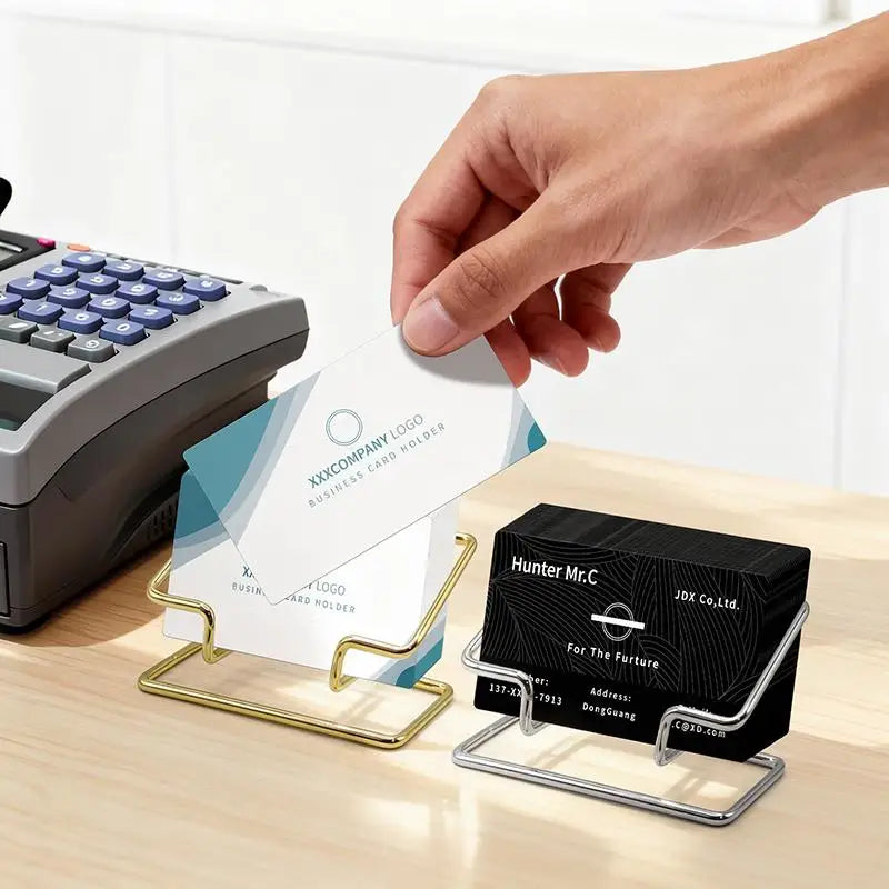 Metal Desktop Business Card Holder & Sign Display Stand Business Card Holder Zpaxo