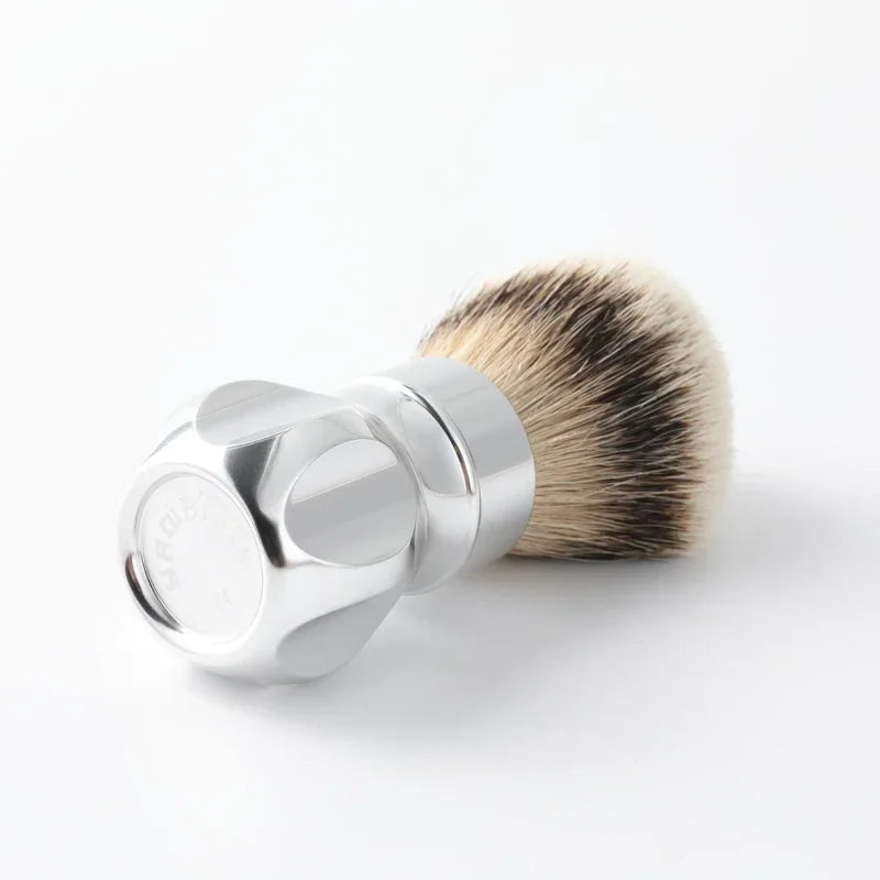 YAQI 24MM Gemini Anodized Metal Handle Silvertip Badger Hair Shaving Brush For Mens Cleaning Beard Advanced style Shaving Brush Zpaxo