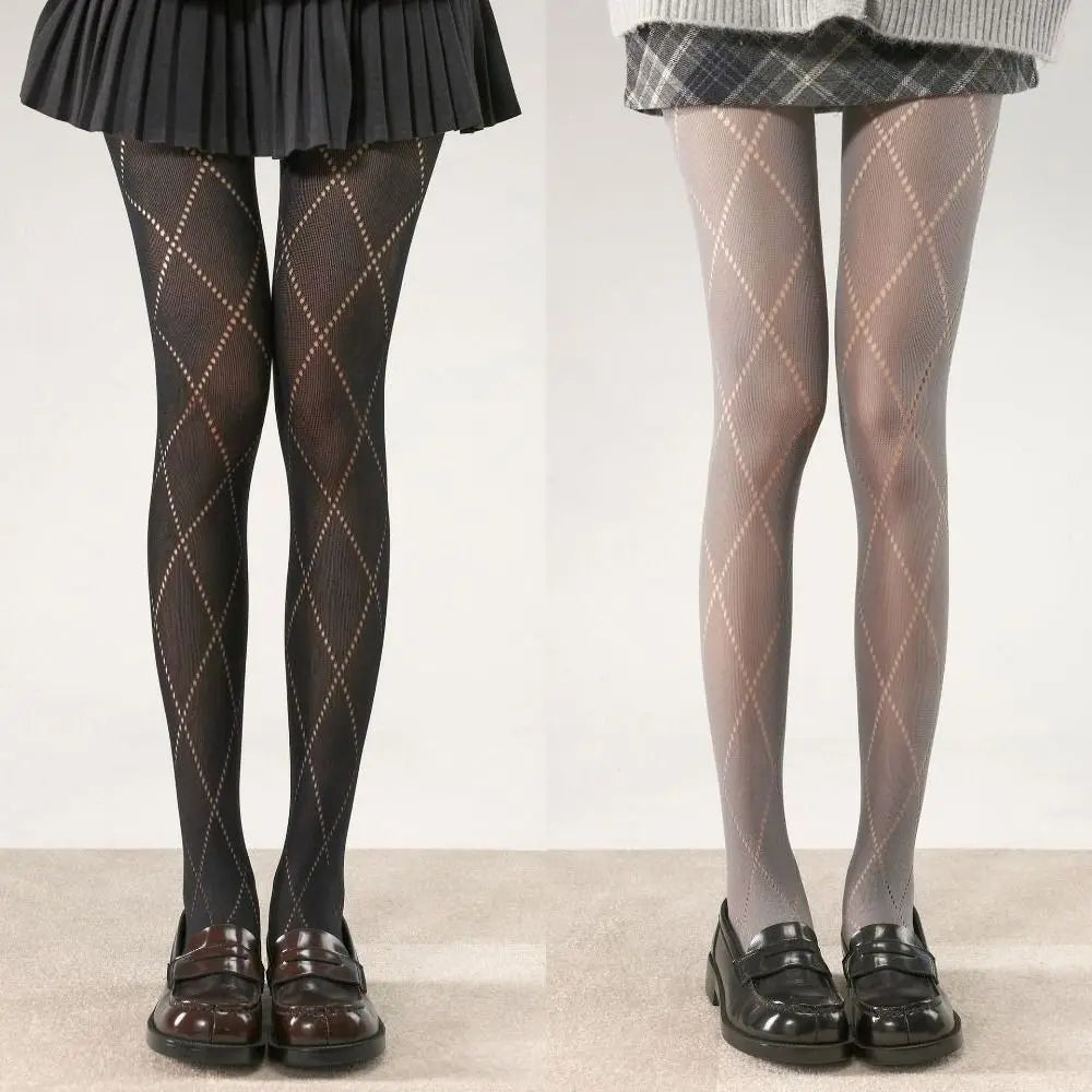 Sexy Jacquard Knitted Pantyhose Hollow Out Y2K Women Tights High Elastic Slim Stockings Female Lingerie Zpaxo