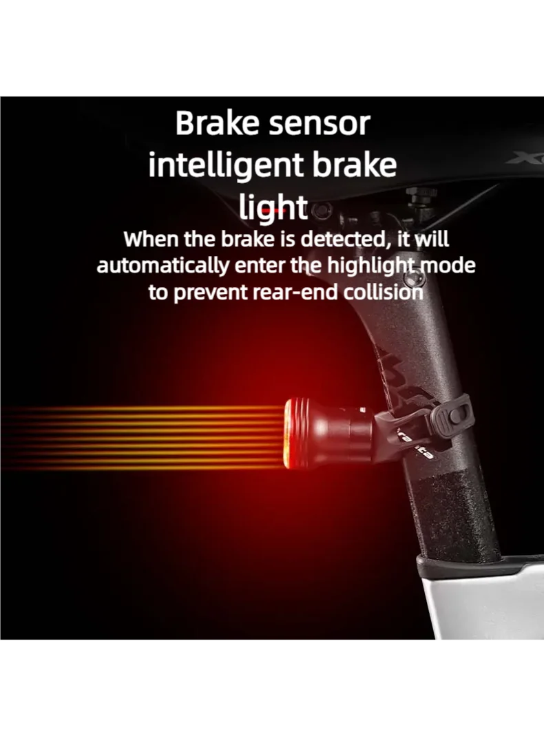 Bicycle Taillights USB Charging Intelligent Sensing Vibrate Brake Lights Mountain Road Bike Night Riding High Brightness Warning Zpaxo