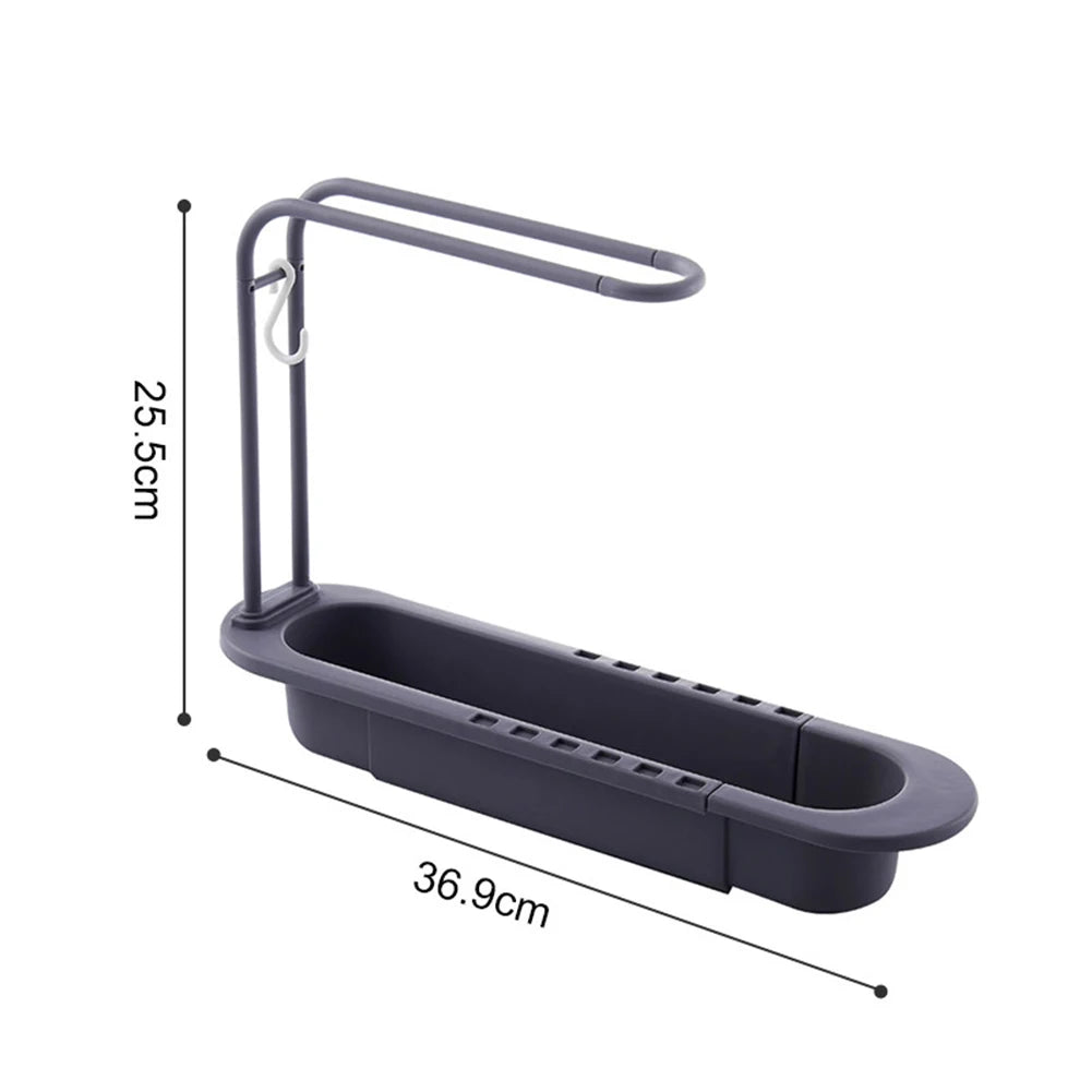 Telescopic Soap Sponge Drain Rack Adjustable Drainer Sink Tray