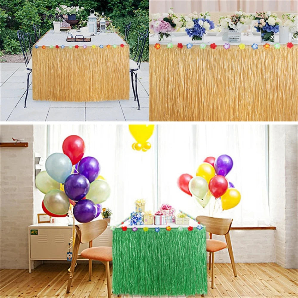 Tropical Luau Grass Table Skirt – Hawaii Tiki Party Decor