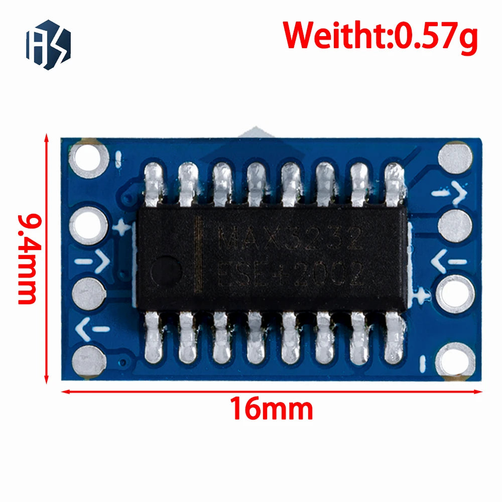 1- MCU Mini RS232 MAX3232 Level TTL Converter Board Serial Port Zpaxo