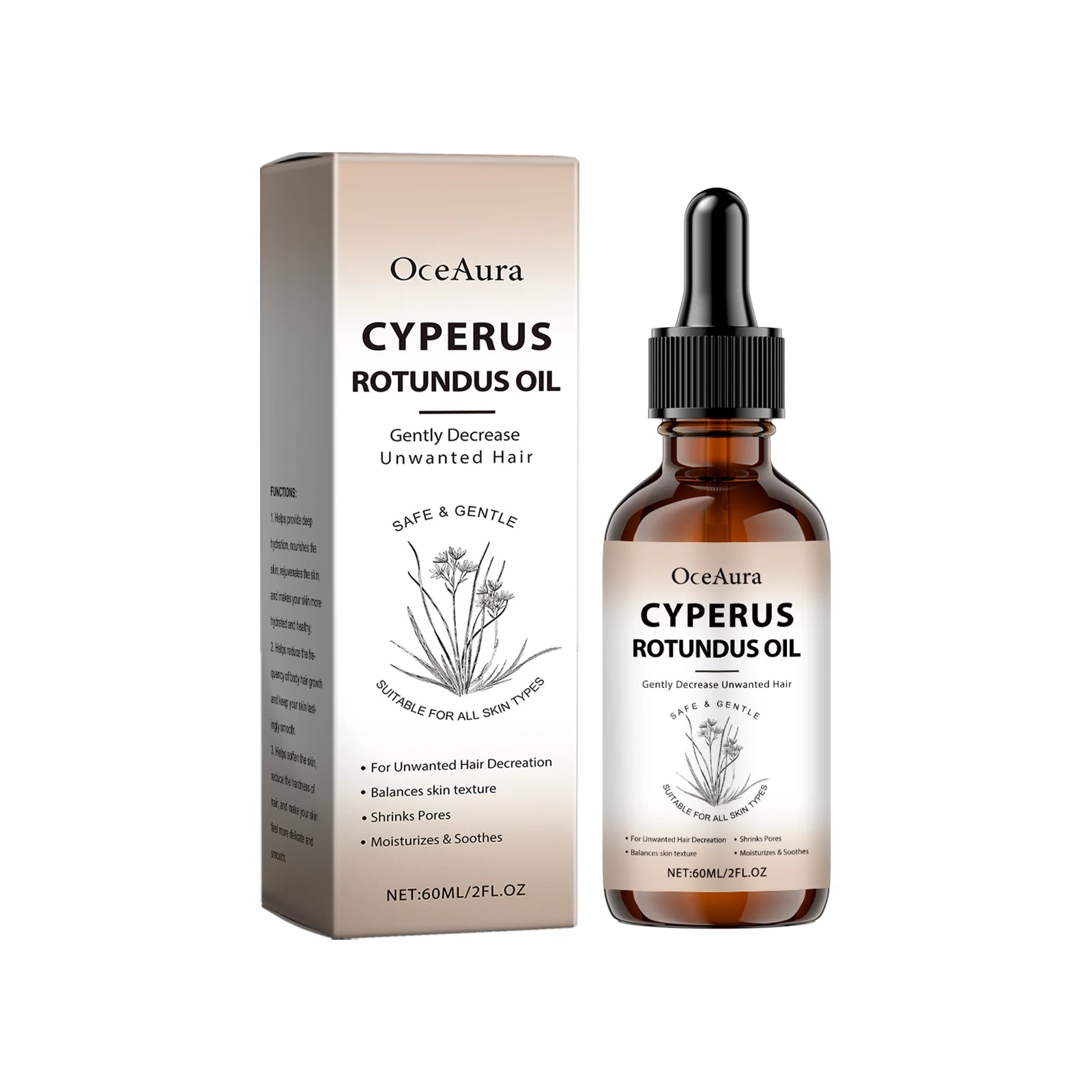 OceAura Hair Inhibitor Oil – Body Hair Removal Serum 60ml Hair Inhibitor Serum Zpaxo 60ml boxed