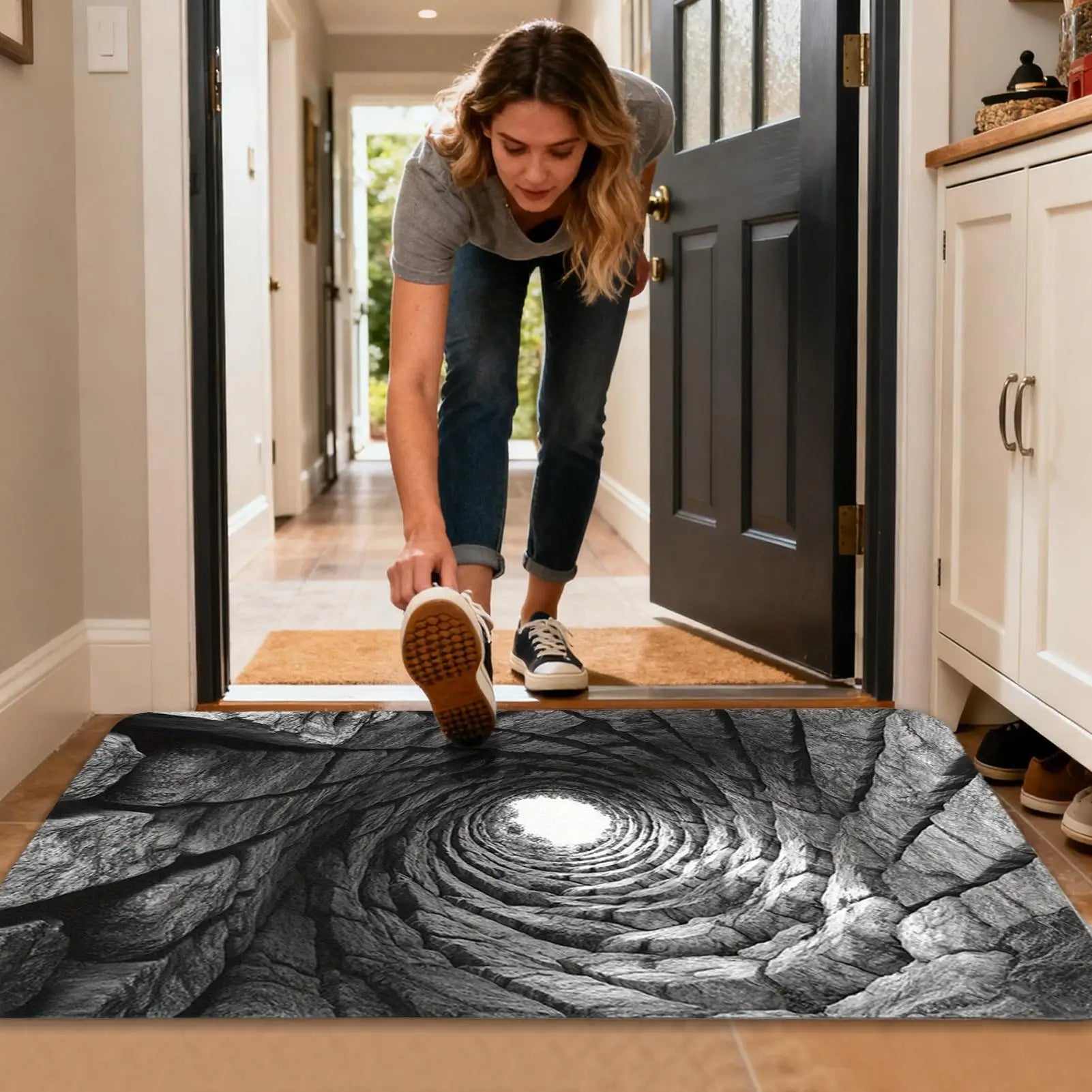 3D Optical Illusion Rug Non Slip Floor Mat Living Room Decor Modern