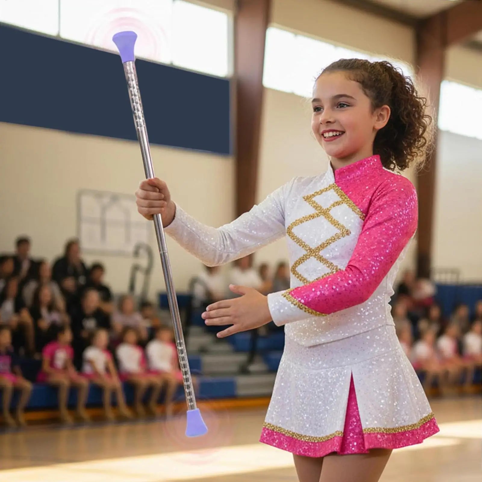 Twirling Baton Stainless Steel Dance Gymnastics Non-slip Handle