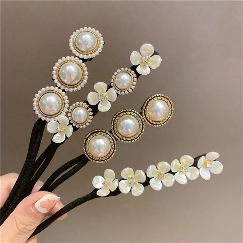 Magic Elegant Pearl Flower Bun Maker Lazy Hair Curlers Styling Accessories Hairpin Hair Braider Hairstyle Twist Hair Accessories Zpaxo