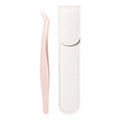 Stainless Steel False Eyelash Tweezers Precision Leather Case Lashes Zpaxo Pink
