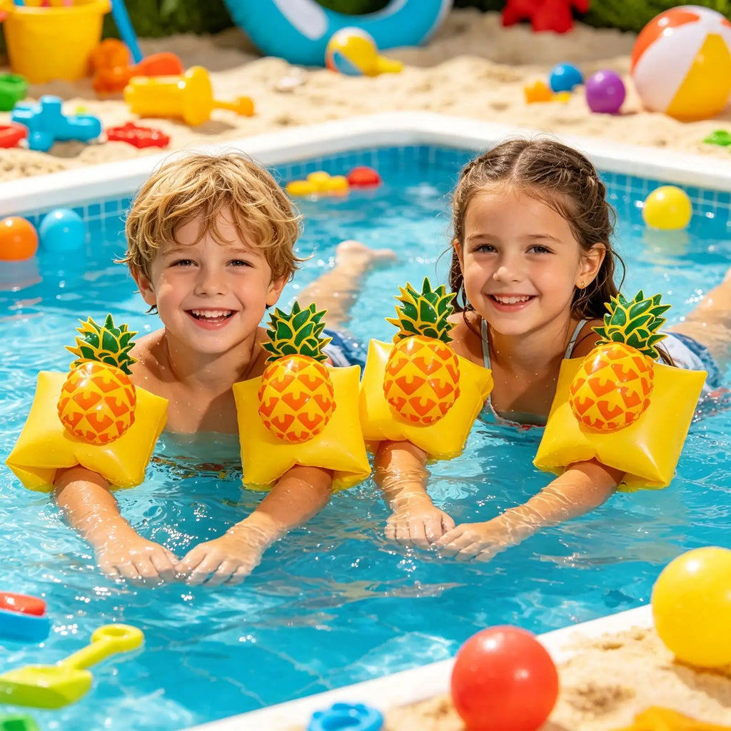Kids Pool Floats Cute Inflatable Pineapple Sleeves Pool Swimming Floats For Water Beach Lake Summer Vacation Travel Boat Cruise Zpaxo