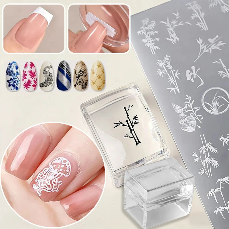 Nail Stamper Plates French Manicure Square Transparent Silicone
