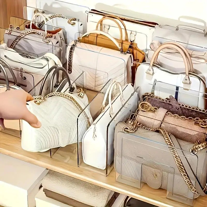 2-piece transparent storage-4-compartment closet storage with partition | for storing handbags, ties, scarves and accessories. Zpaxo