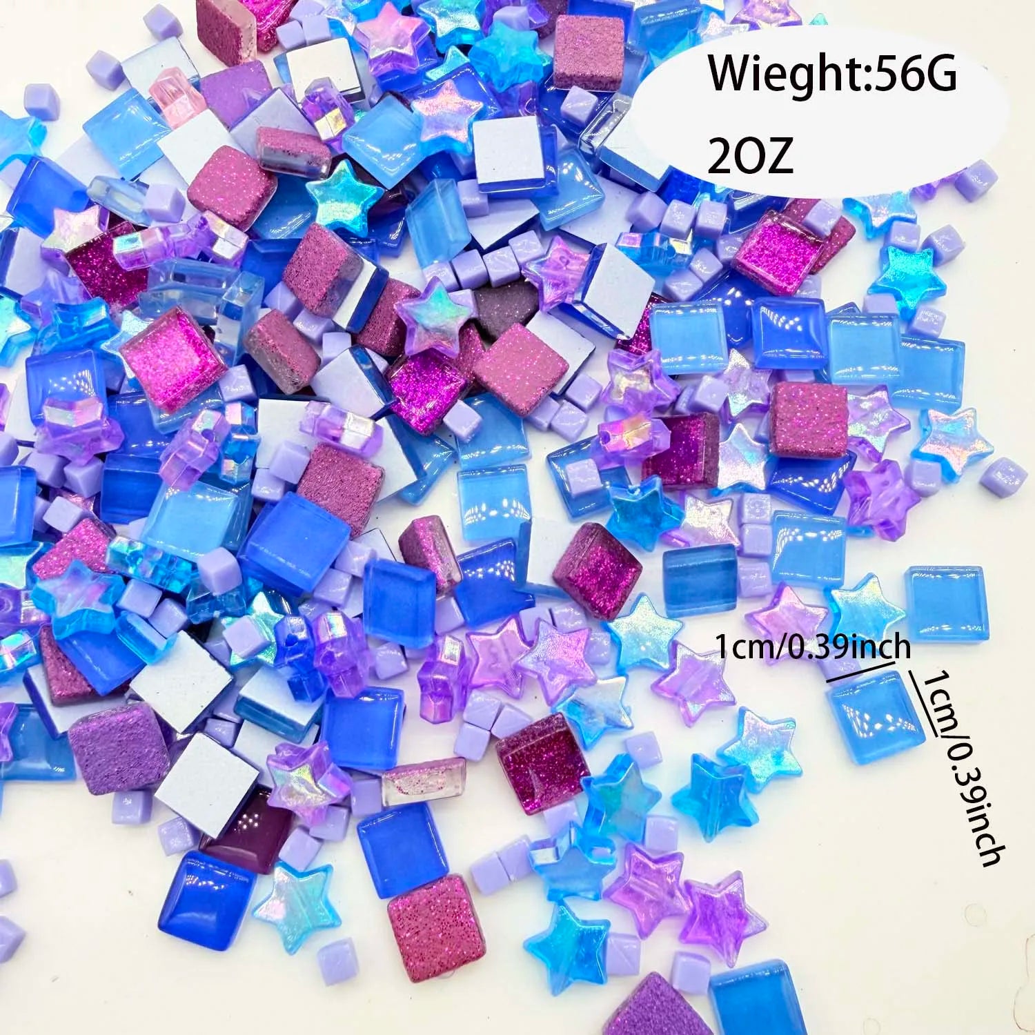 56G Glass Mosaic Tiles Colorful Square Mosaic Craft Materials DIY Mosaic Stones artJewelry Making, Home Decoration Zpaxo C