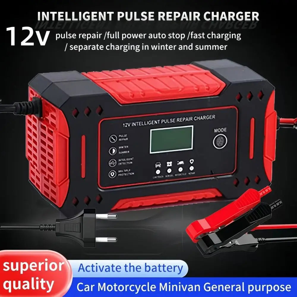 6A Output Intelligent Car Battery Charger Pulse Repair Special Lead-Acid Battery Repair LCD Display Zpaxo