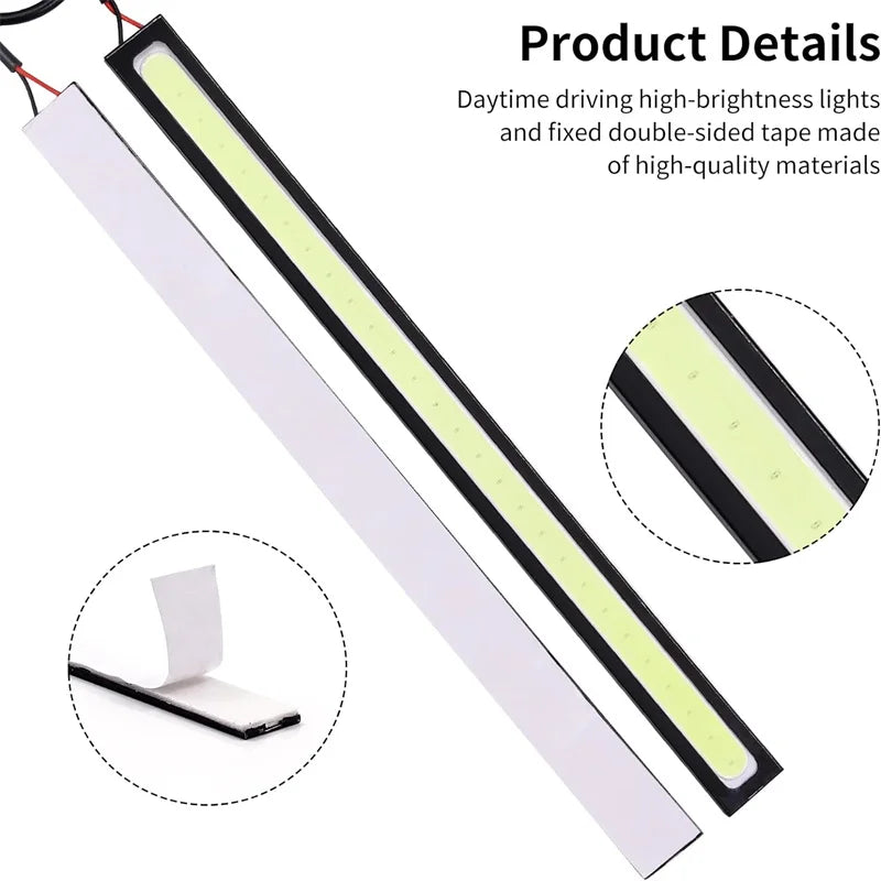COB DRL LED 12V 6000K Waterproof Daytime Running Light Auto Strip Car